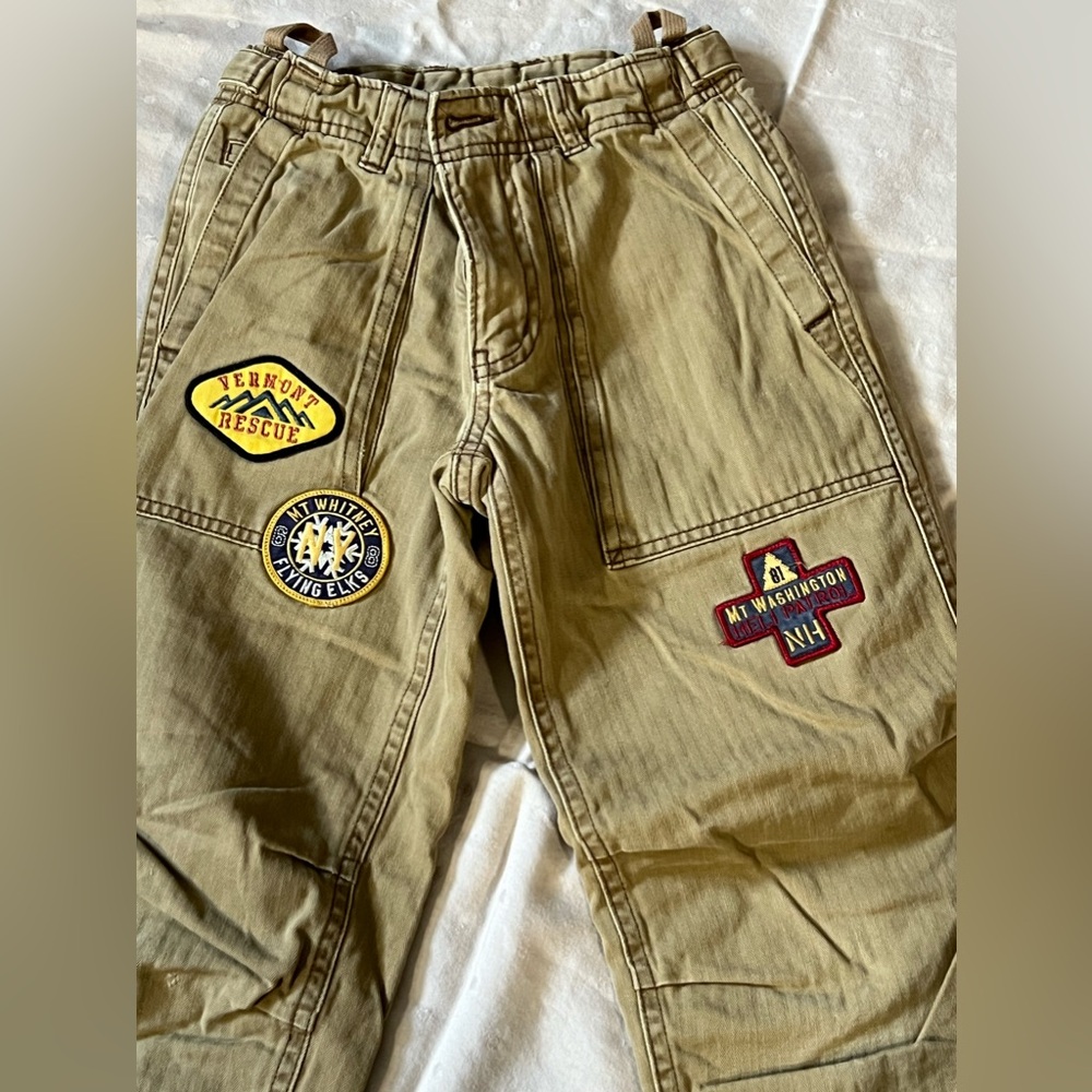 Lands End Boys 10s khaki - lined pants with patches